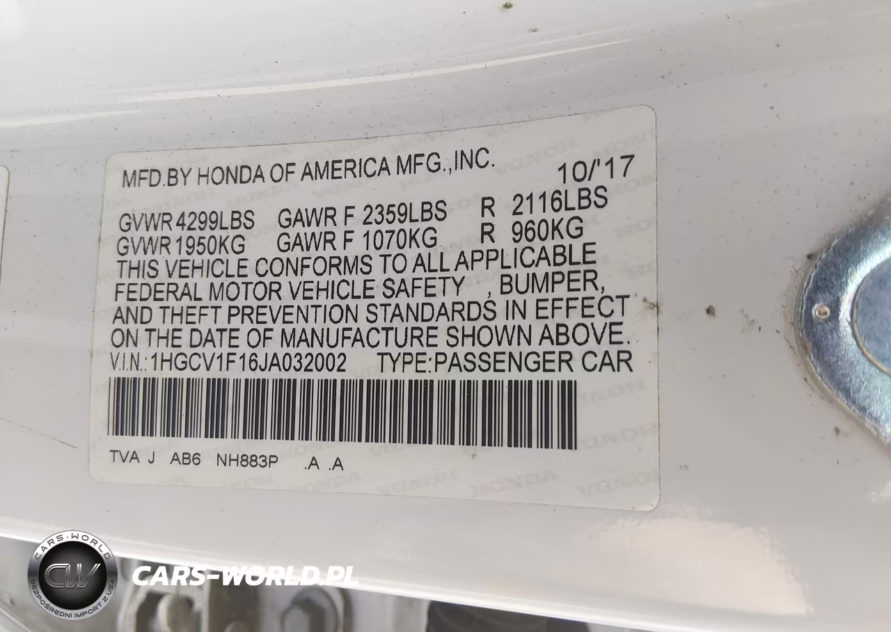 2018 Honda Accord Lx VIN:1HGCV1F16JA032002 - 9