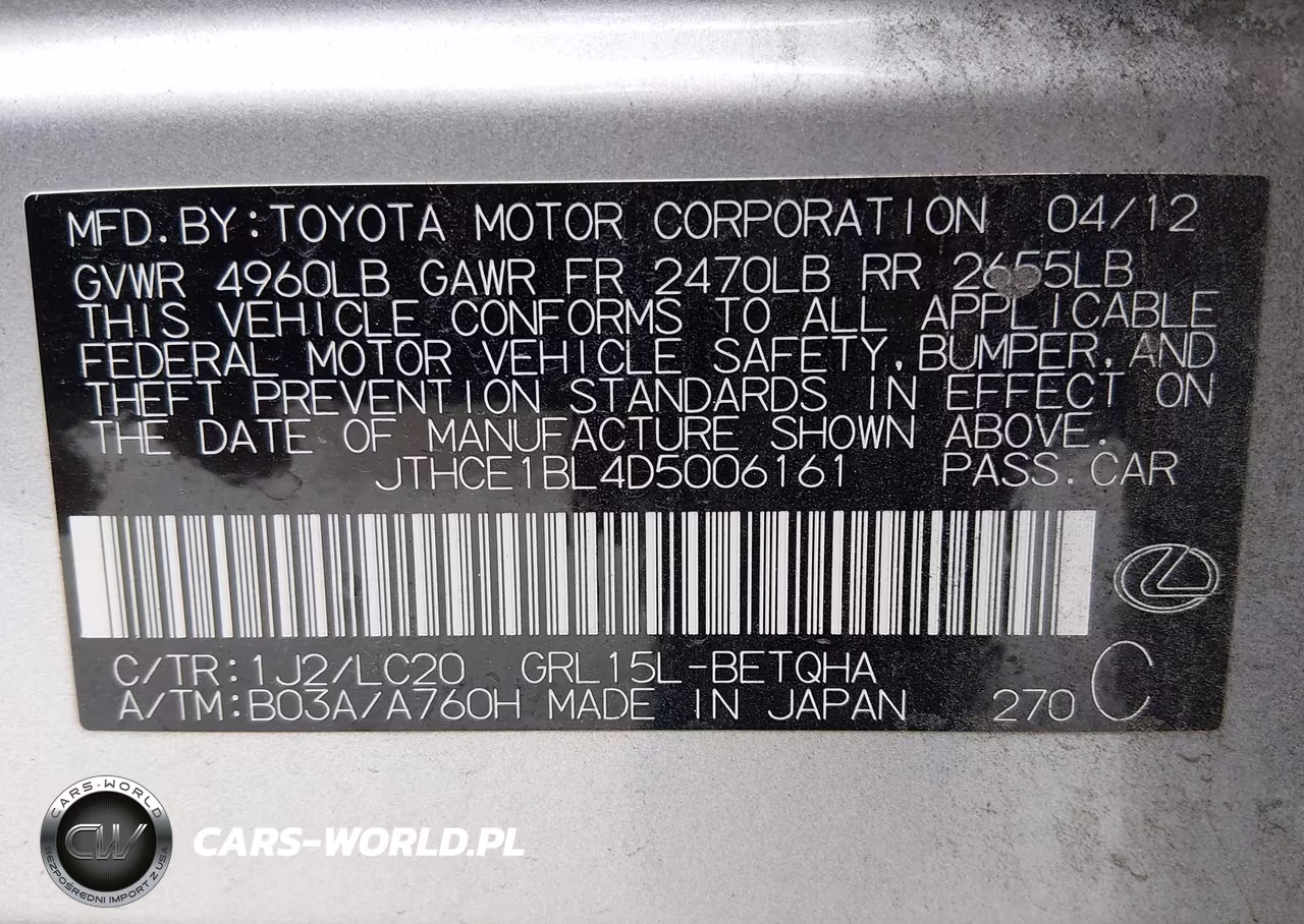 2013 Lexus Gs 350 VIN:JTHCE1BL4D5006161 - 9