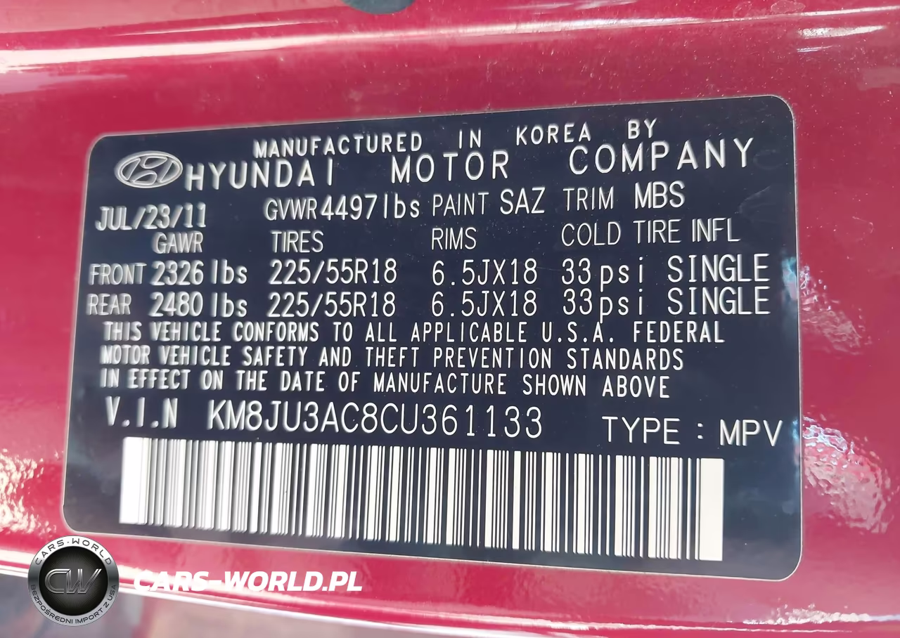 2012 Hyundai Tucson Limited VIN:KM8JU3AC8CU361133 - 9