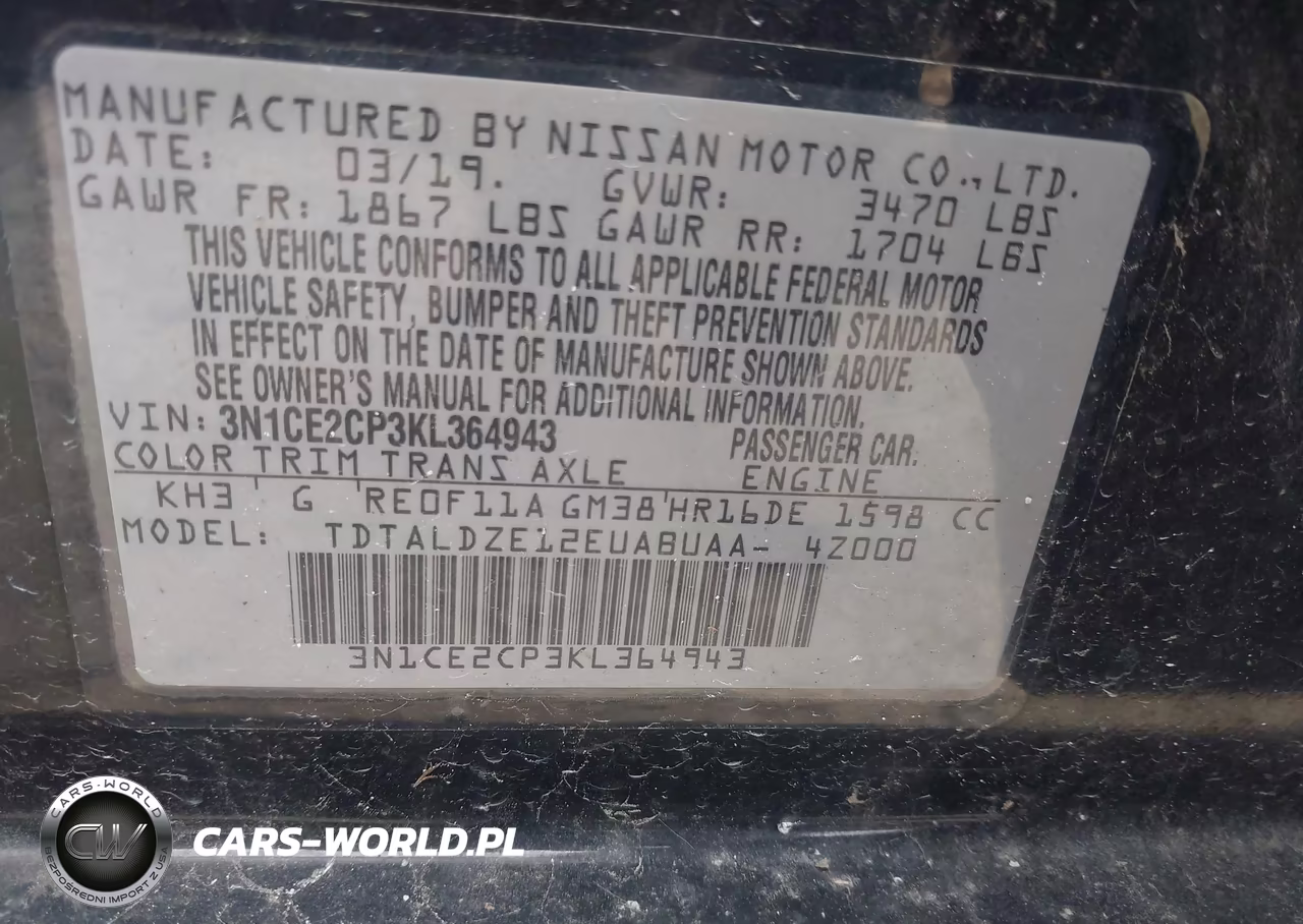2019 Nissan Versa Note Sv VIN:3N1CE2CP3KL364943 - 9