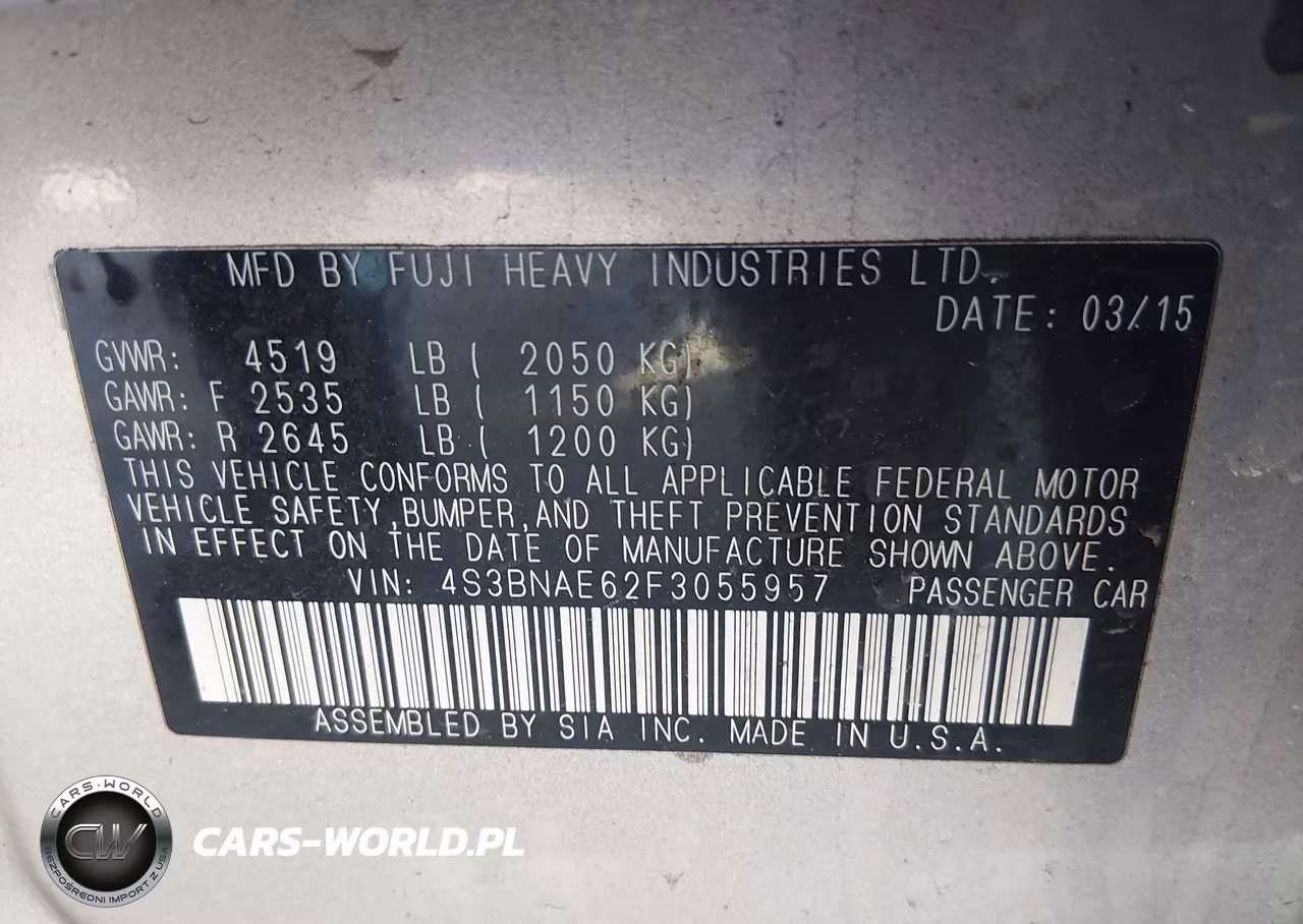2015 Subaru Legacy 2.5I Premium VIN:4S3BNAE62F3055957 - 9