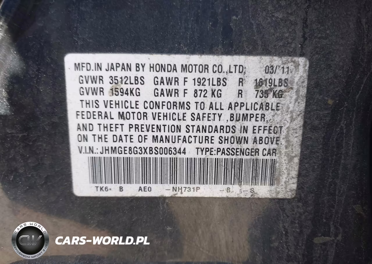 2011 Honda Fit VIN:JHMGE8G3XBS006344 - 9