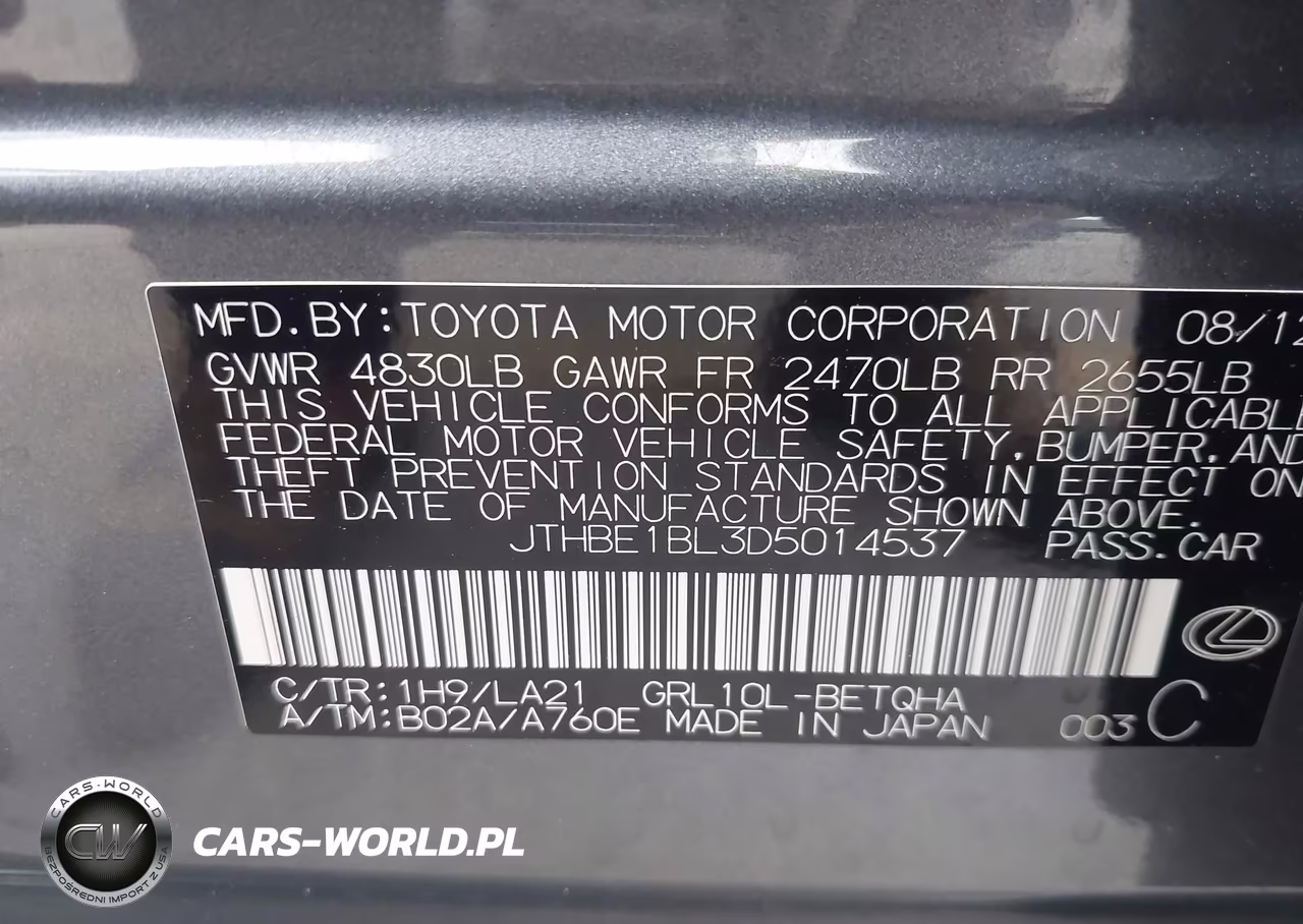 2013 Lexus Gs 350 VIN:JTHBE1BL3D5014537 - 9