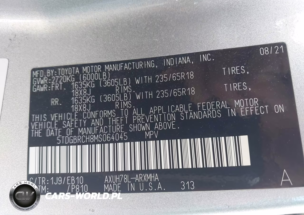 2021 Toyota Highlander Hybrid Xle VIN:5TDGBRCH8MS064045 - 9