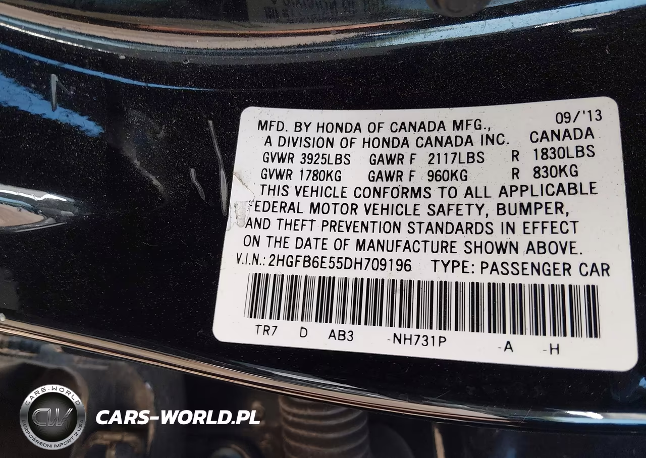 2013 Honda Civic Si VIN:2HGFB6E55DH709196 - 9
