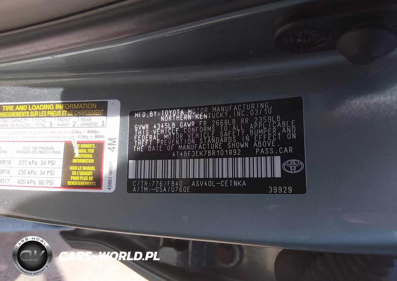 2011 Toyota Camry Le VIN:4T4BF3EK7BR101892 - 9