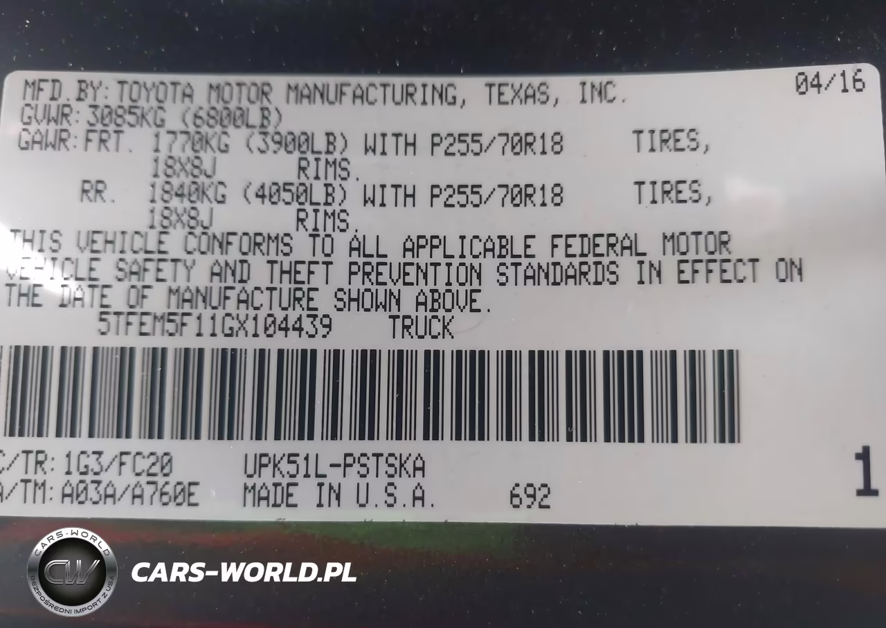 2016 Toyota Tundra Sr5 4.6L V8 VIN:5TFEM5F11GX104439 - 9