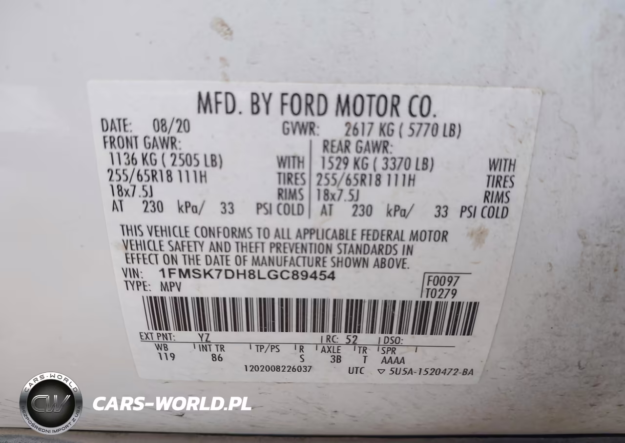 2020 Ford Explorer Xlt VIN:1FMSK7DH8LGC89454 - 9