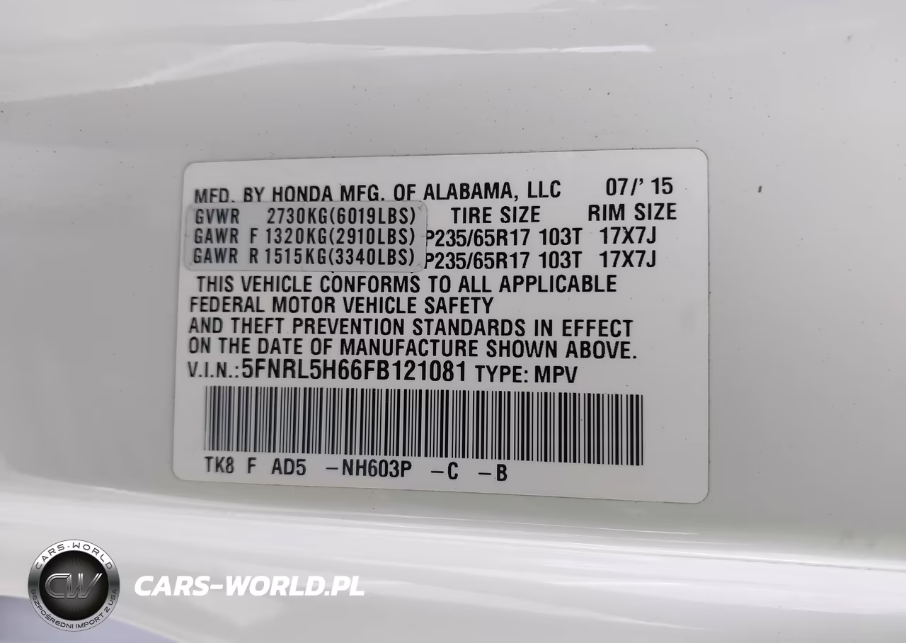2015 Honda Odyssey Ex-L VIN:5FNRL5H66FB121081 - 9