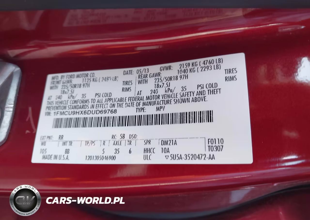 2013 Ford Escape Sel VIN:1FMCU9HX6DUD69768 - 9