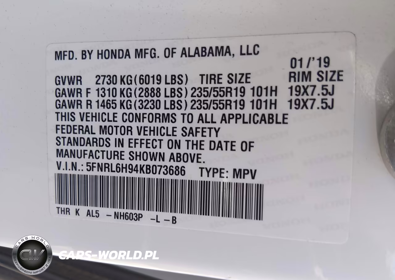 2019 Honda Odyssey Elite VIN:5FNRL6H94KB073686 - 9