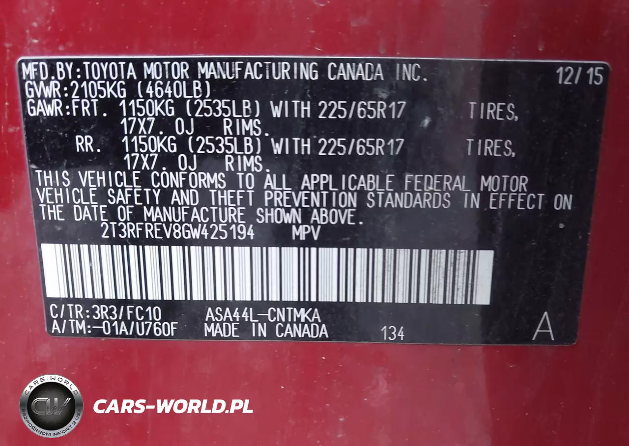 2016 Toyota Rav4 Xle VIN:2T3RFREV8GW425194 - 9
