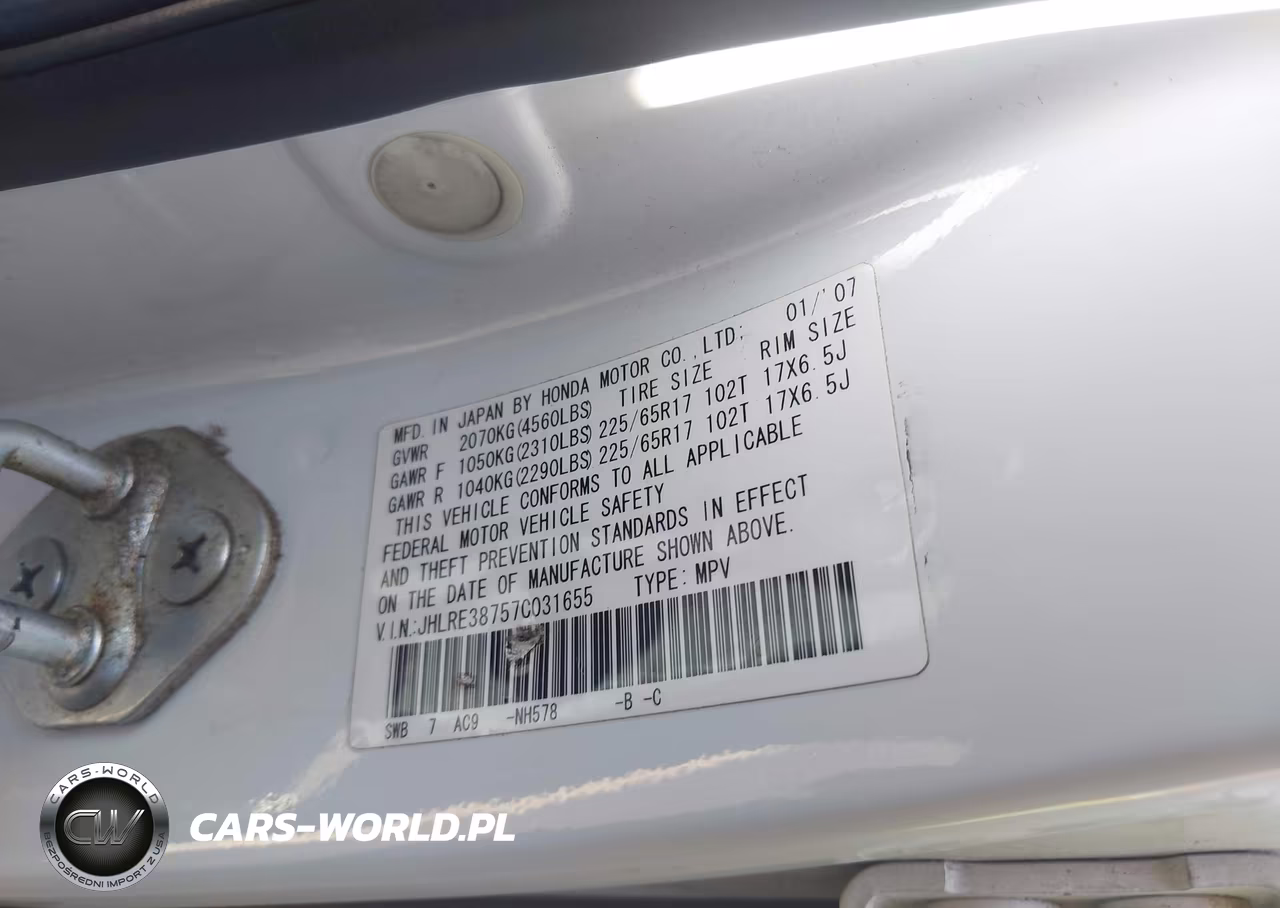 2007 Honda Cr-V Ex-L VIN:JHLRE38757C031655 - 9
