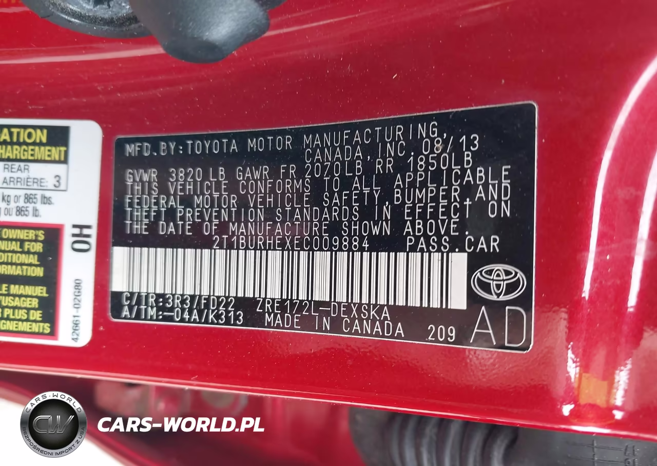 2014 Toyota Corolla S Plus VIN:2T1BURHEXEC009884 - 9