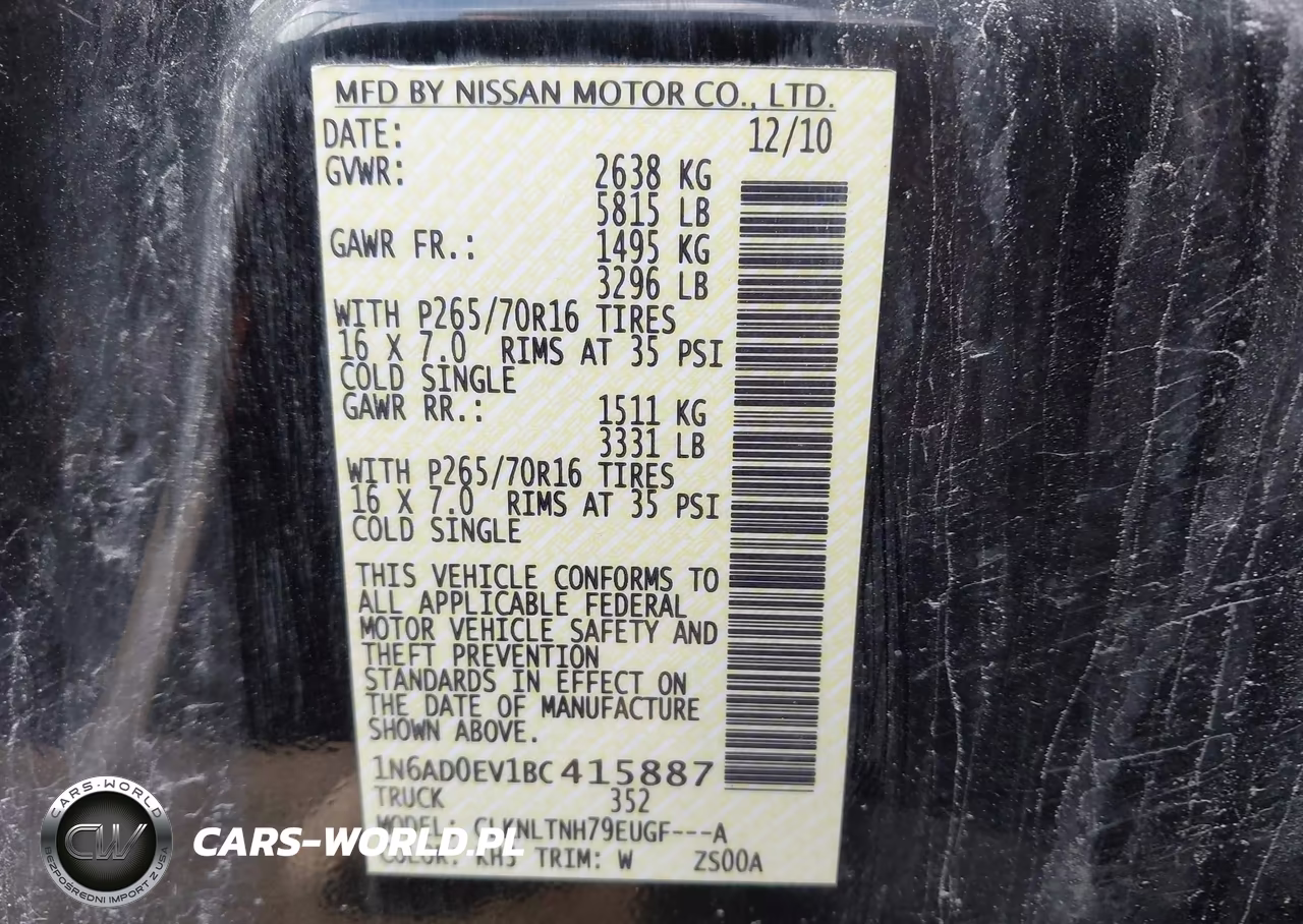 2011 Nissan Frontier Sv VIN:1N6AD0EV1BC415887 - 9