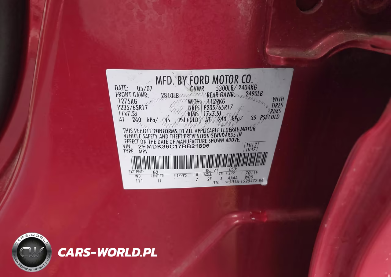 2007 Ford Edge Se VIN:2FMDK36C17BB21896 - 9