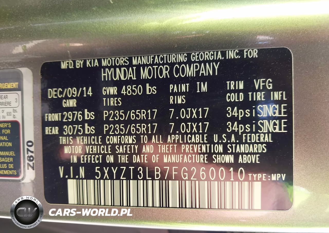 2015 Hyundai Santa Fe Sport 2.4L VIN:5XYZT3LB7FG260010 - 9