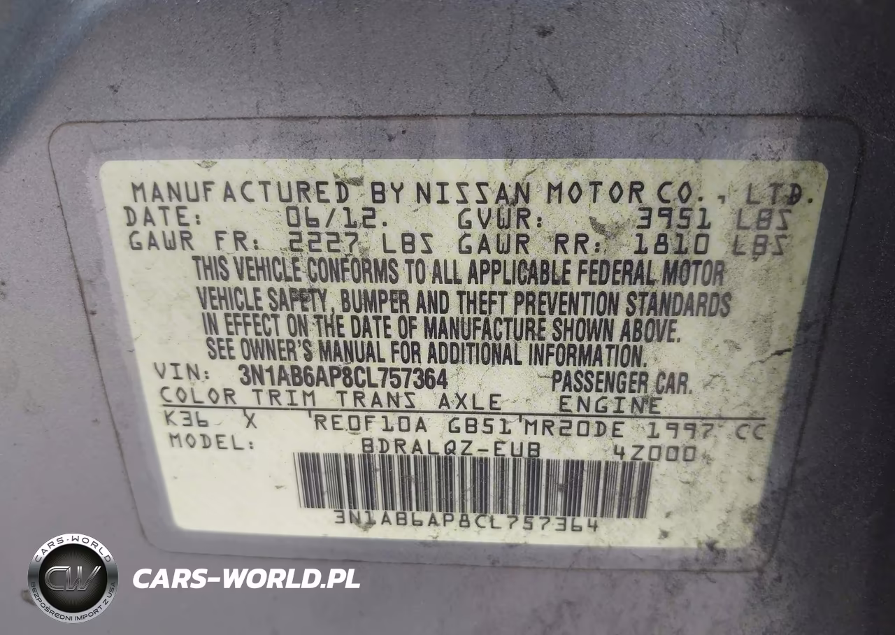 2012 Nissan Sentra 2.0 VIN:3N1AB6AP8CL757364 - 9
