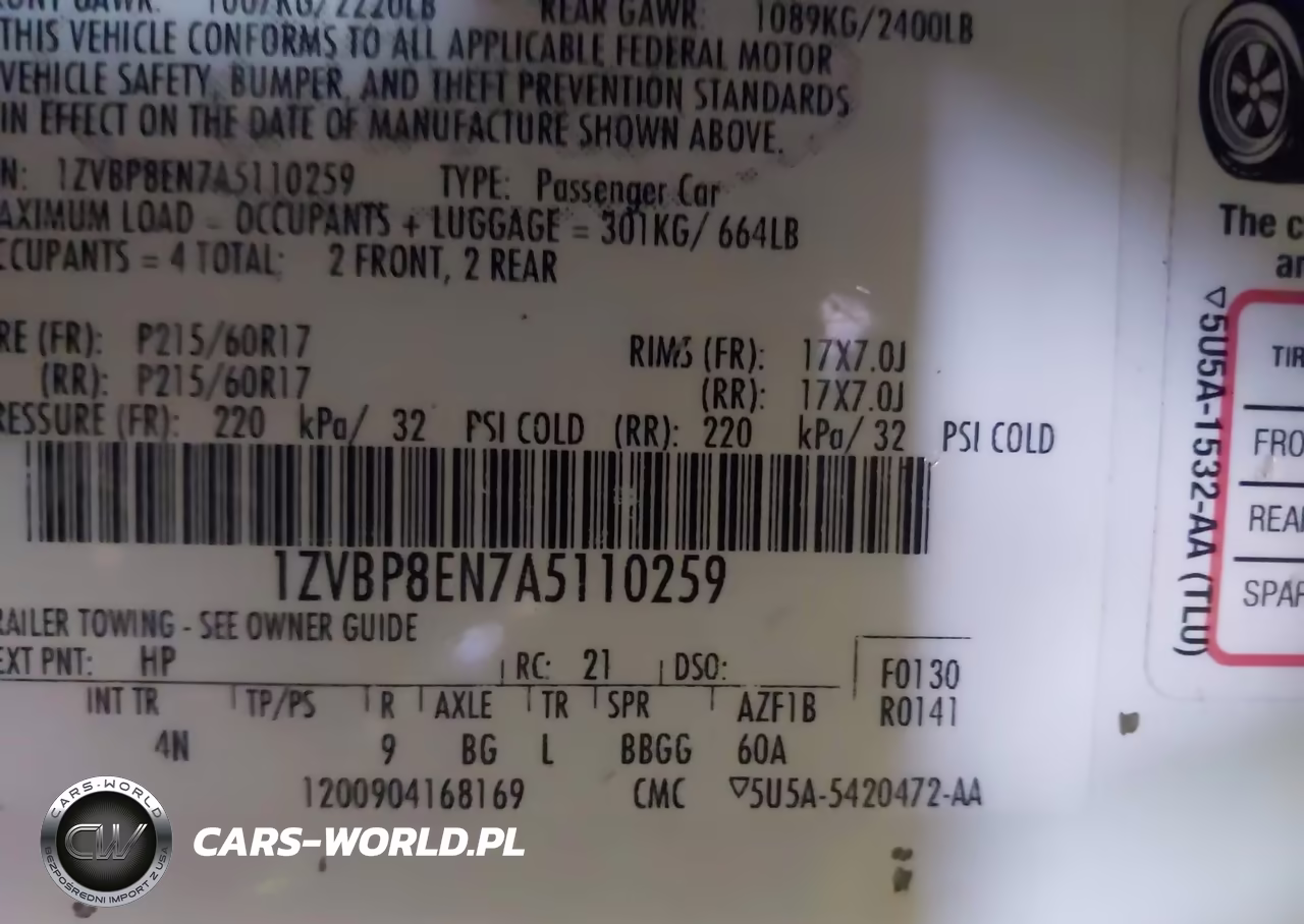 2010 Ford Mustang V6-V6 Premium VIN:1ZVBP8EN7A5110259 - 9