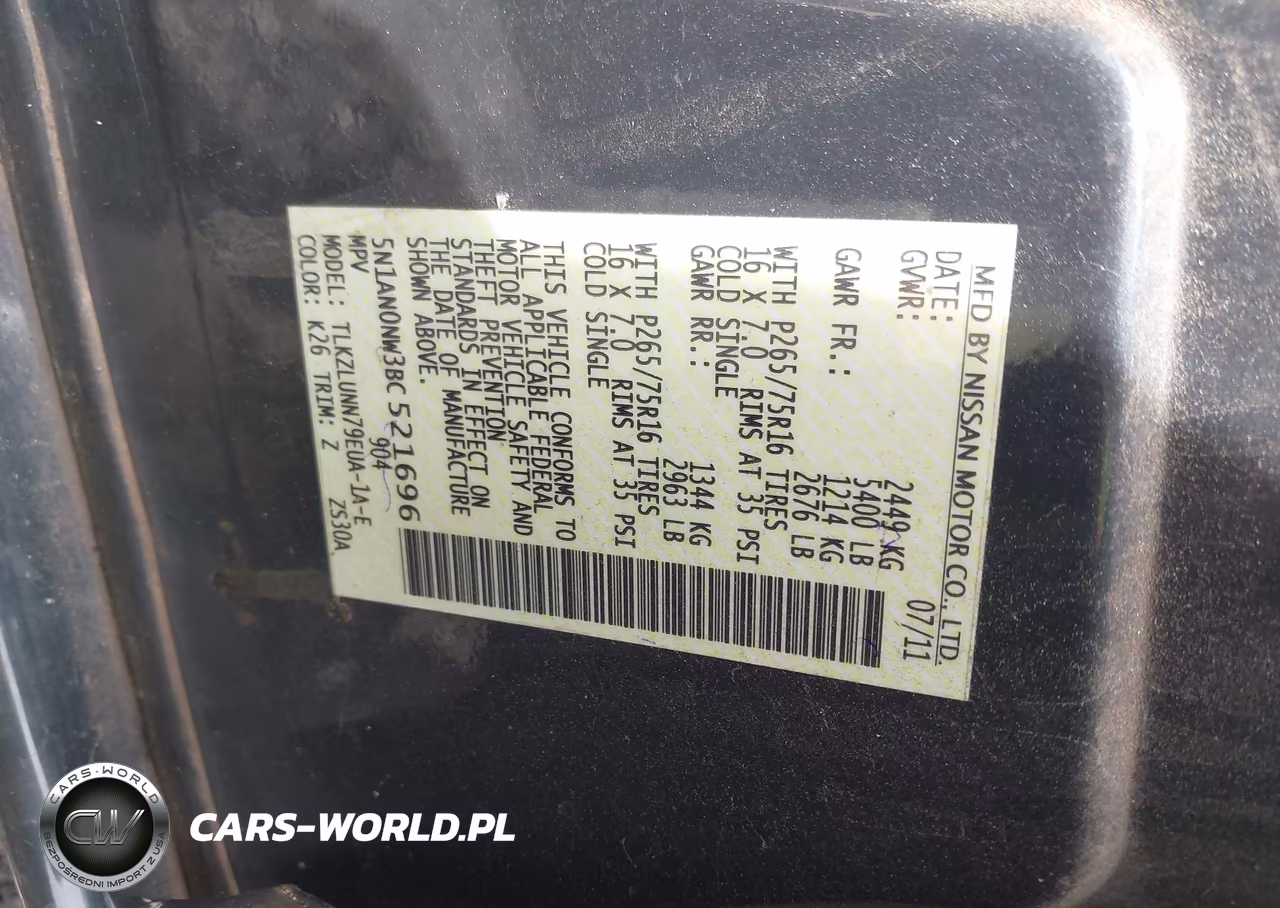 2011 Nissan Xterra Pro-4X VIN:5N1AN0NW3BC521696 - 9
