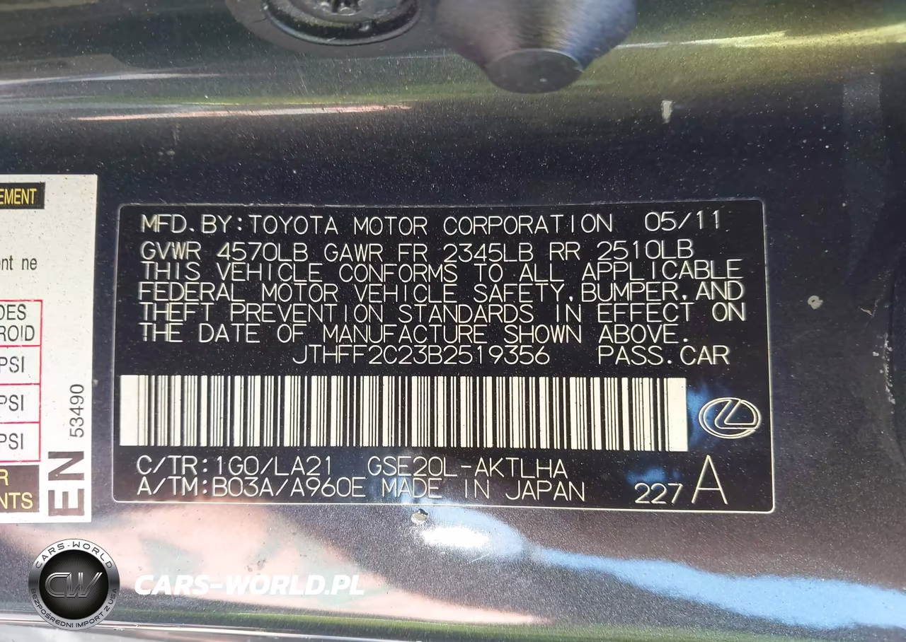 2011 Lexus Is 250C VIN:JTHFF2C23B2519356 - 9