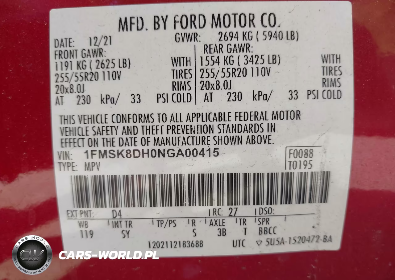 2022 Ford Explorer Xlt VIN:1FMSK8DH0NGA00415 - 9