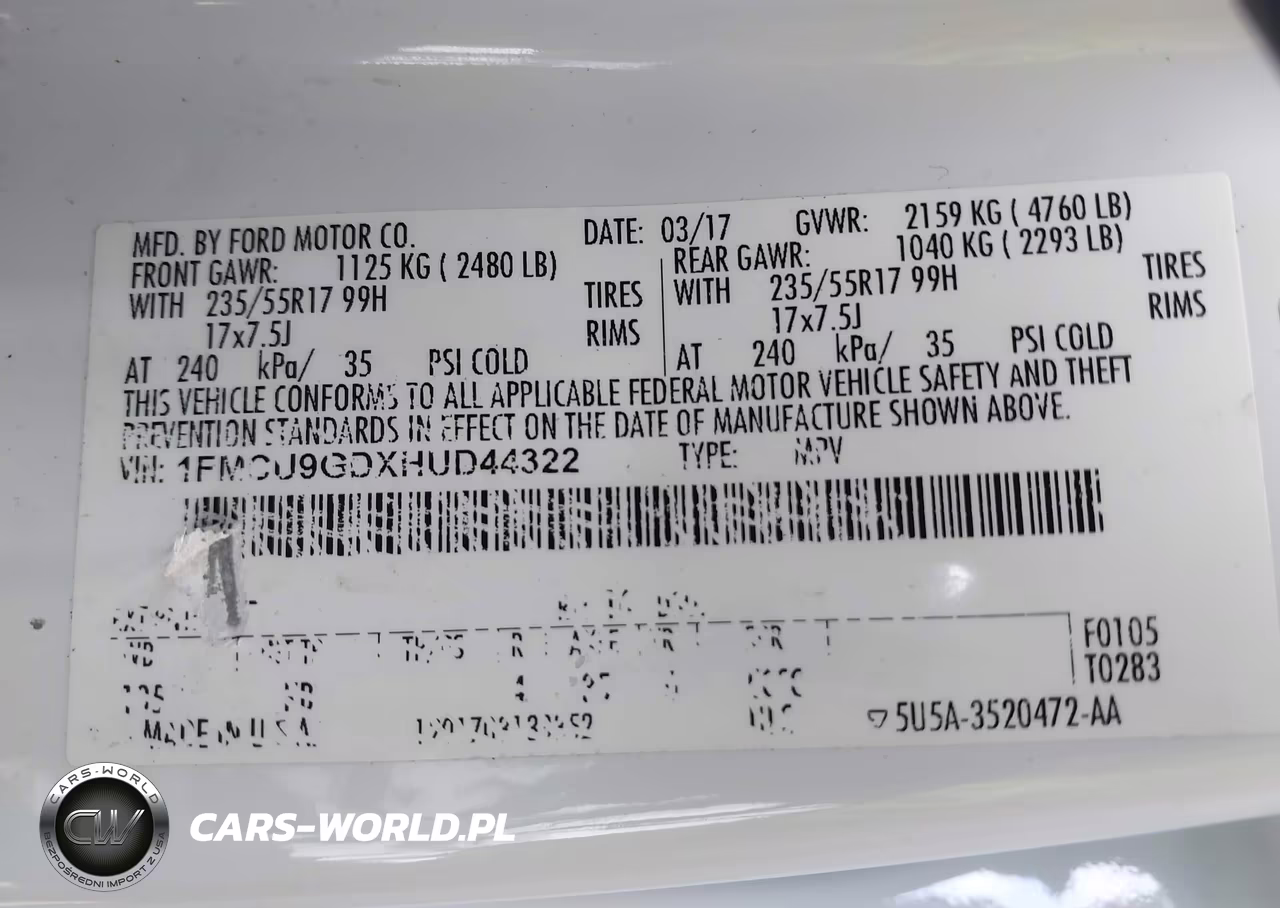 2017 Ford Escape Se VIN:1FMCU9GDXHUD44322 - 9