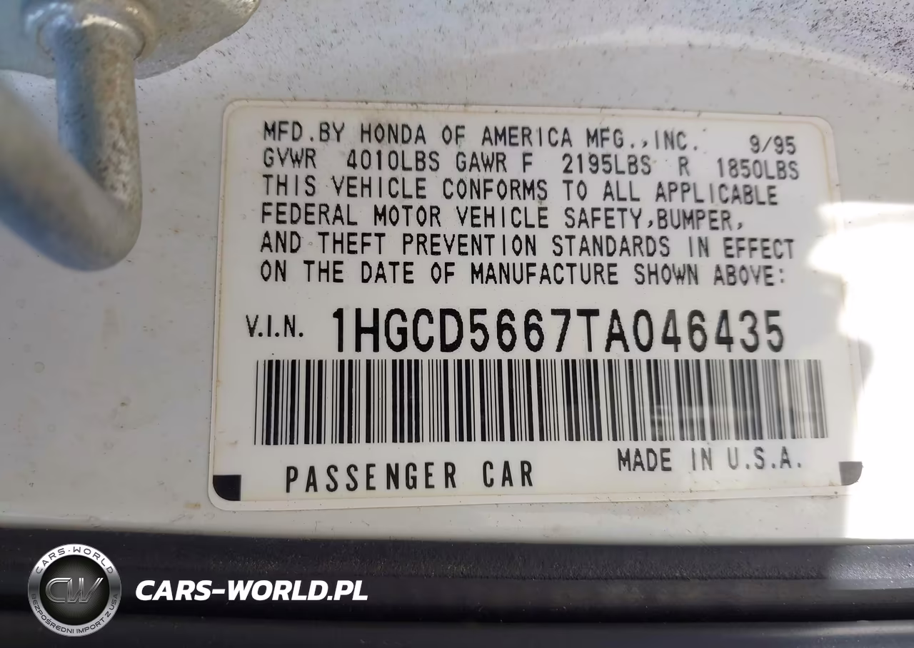 1996 Honda Accord Ex VIN:1HGCD5667TA046435 - 9