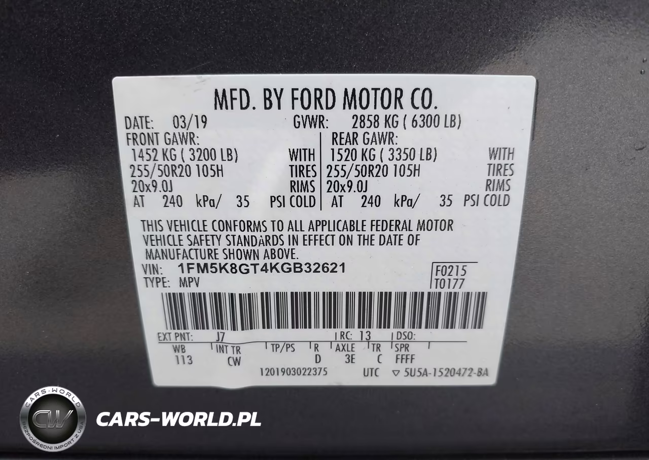 2019 Ford Explorer Sport VIN:1FM5K8GT4KGB32621 - 9