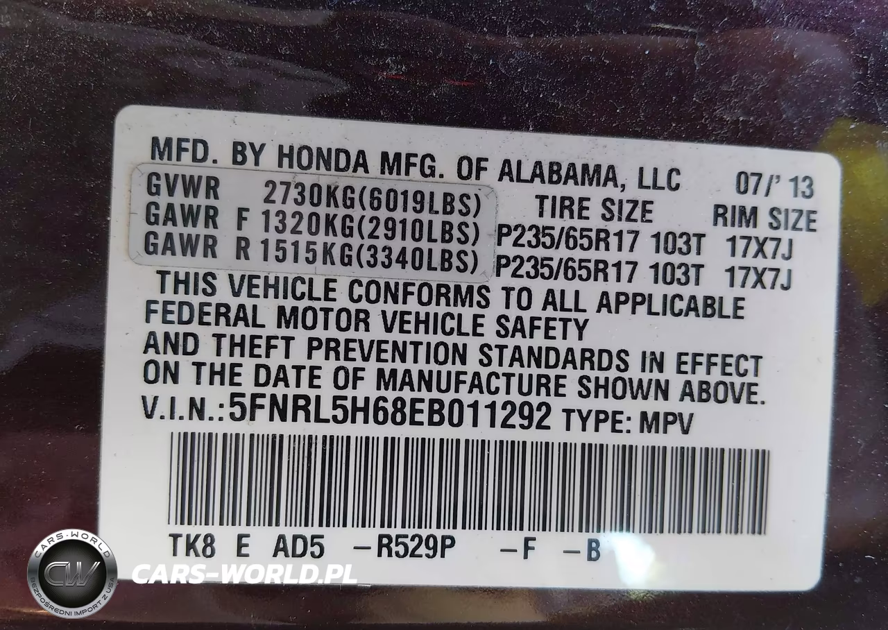 2014 Honda Odyssey Ex-L VIN:5FNRL5H68EB011292 - 9