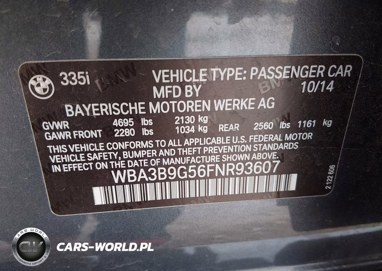 2015 BMW 335I xDrive VIN:WBA3B9G56FNR93607 - 9