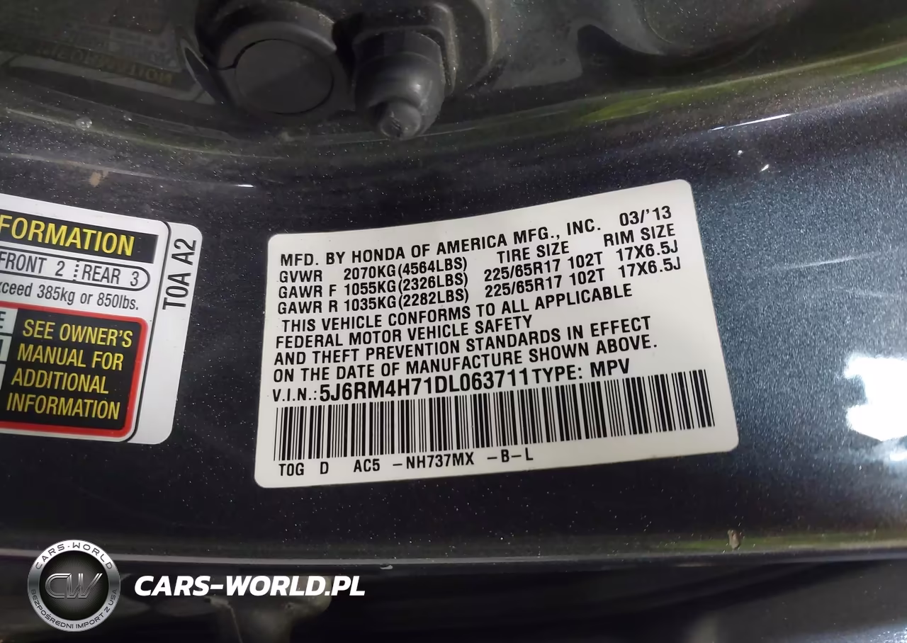2013 Honda Cr-V Ex-L VIN:5J6RM4H71DL063711 - 9