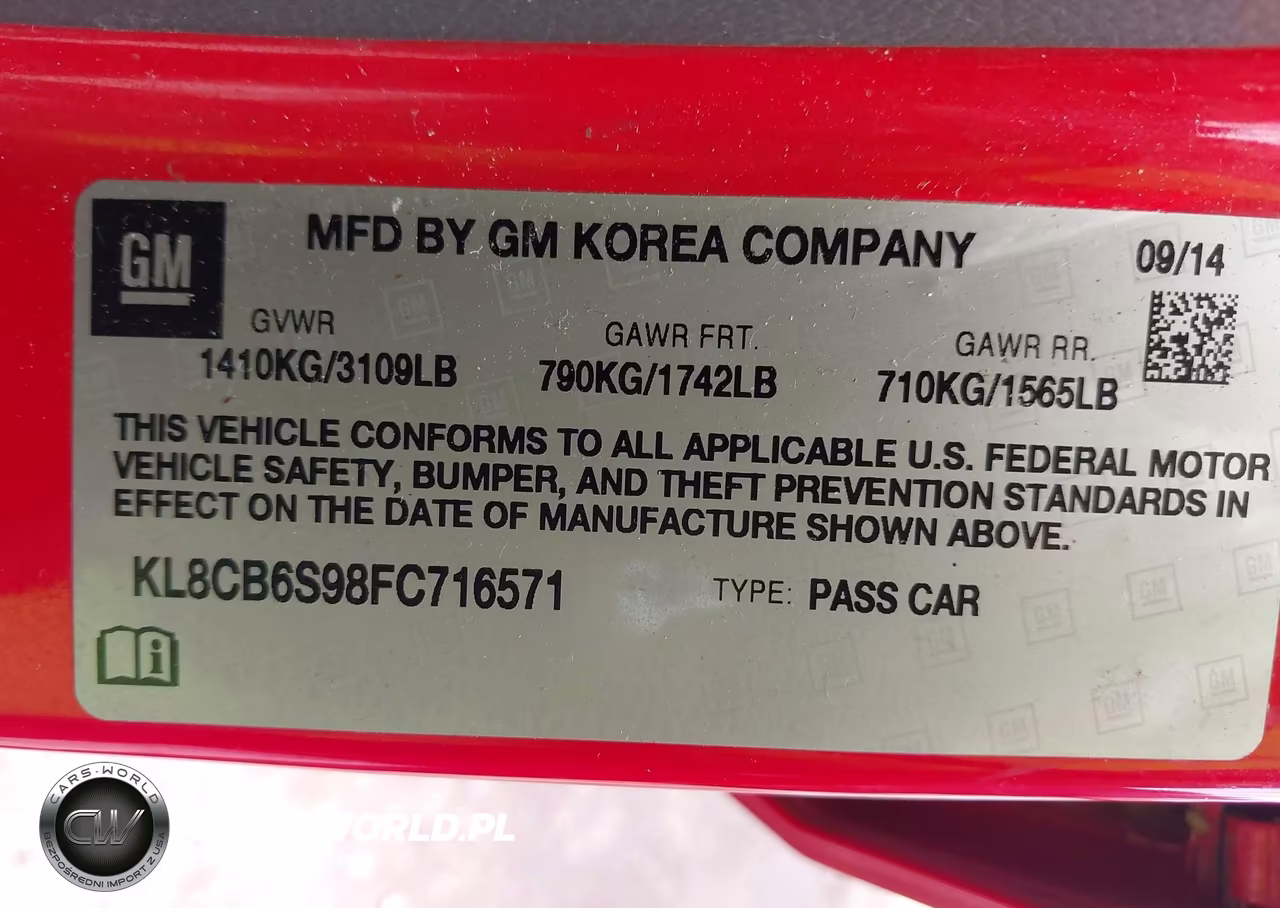 2015 Chevrolet Spark Ls Cvt VIN:KL8CB6S98FC716571 - 9