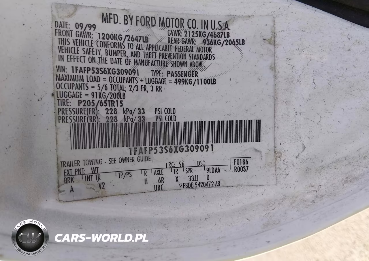 1999 Ford Taurus Se-Se-Ne VIN:1FAFP53S6XG309091 - 9