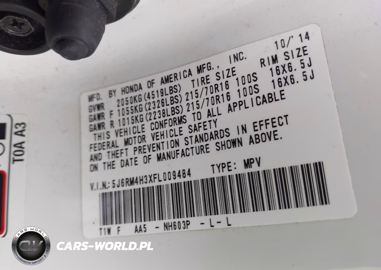 2015 Honda Cr-V Lx VIN:5J6RM4H3XFL009484 - 9