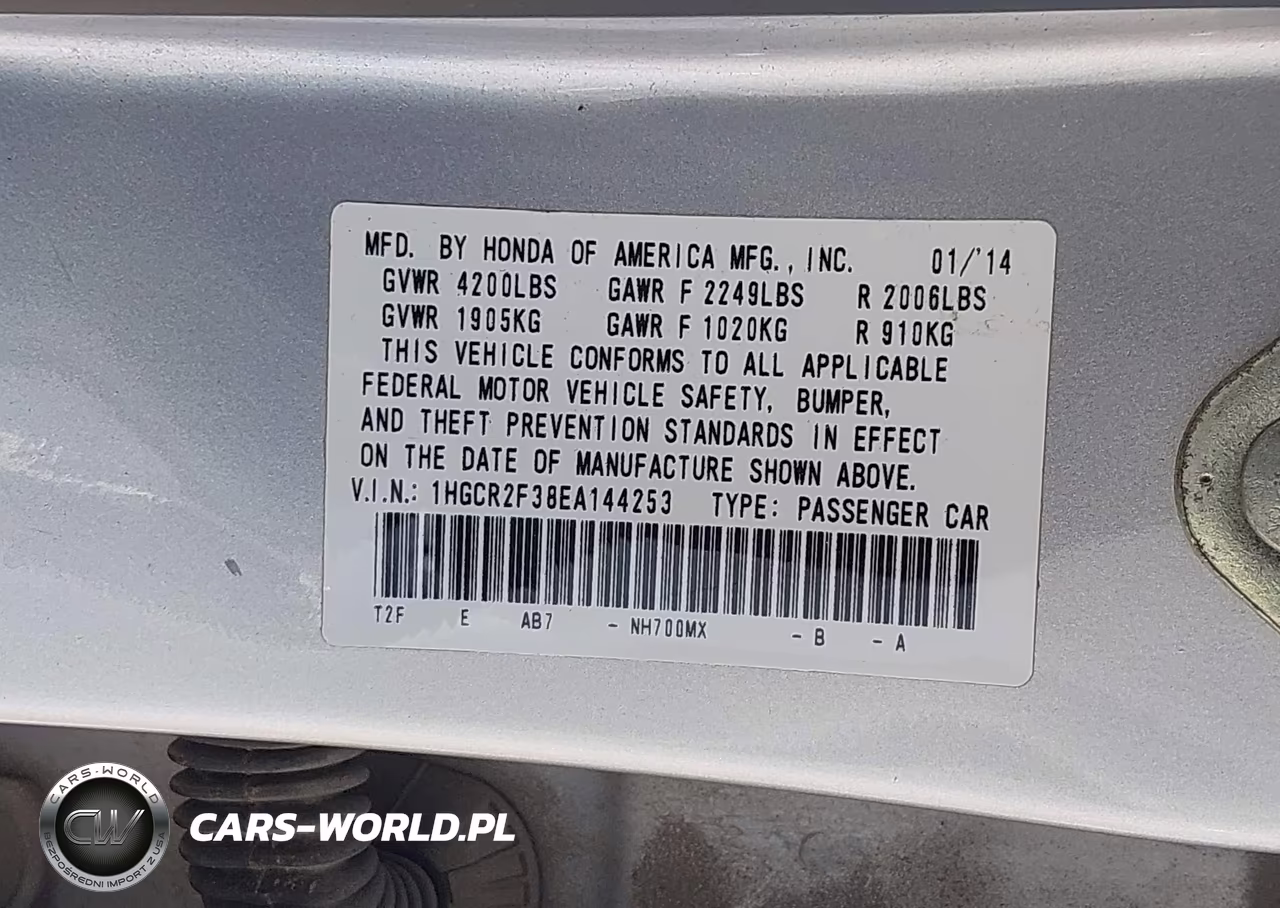 2014 Honda Accord Lx VIN:1HGCR2F38EA144253 - 9