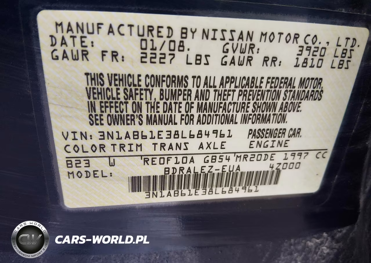 2008 Nissan Sentra 2.0S VIN:3N1AB61E38L684961 - 9