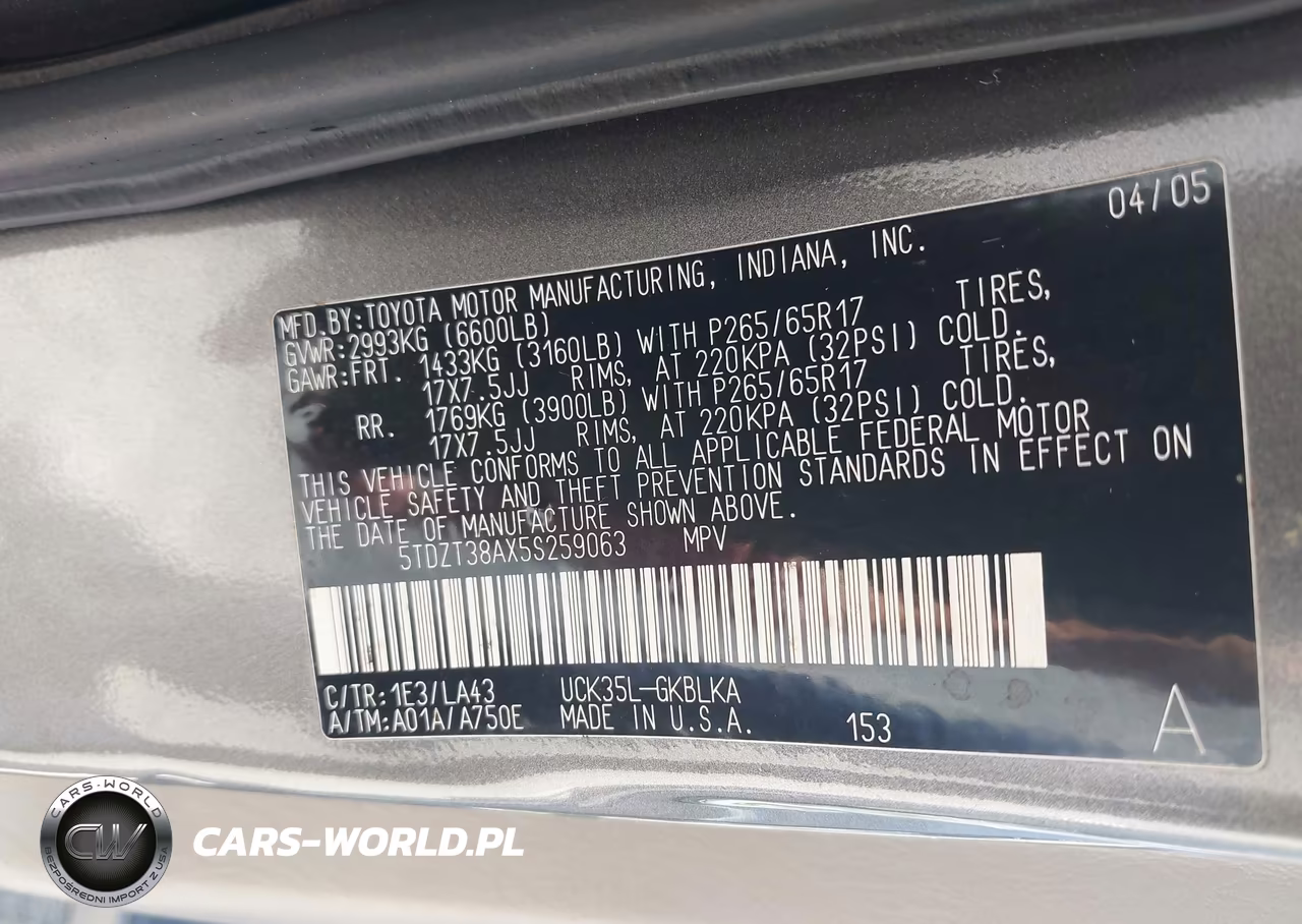 2005 Toyota Sequoia Limited V8 VIN:5TDZT38AX5S259063 - 9
