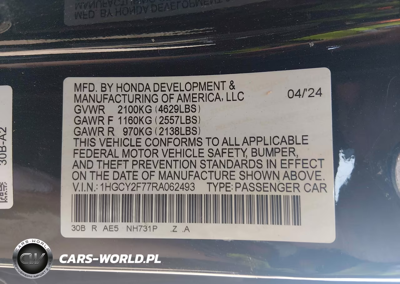 2024 Honda Accord Hybrid Sport-L VIN:1HGCY2F77RA062493 - 9