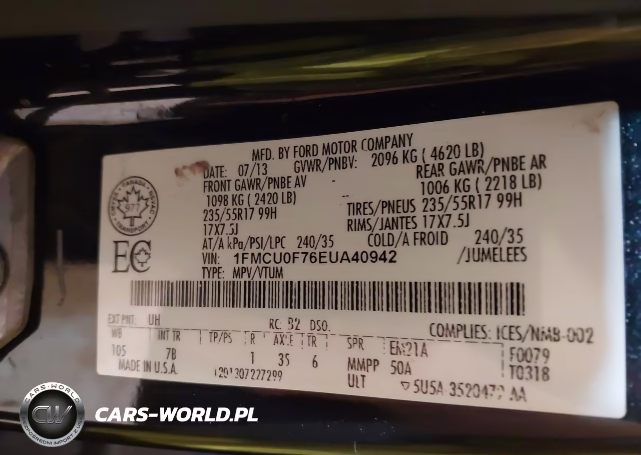 2014 Ford Escape S VIN:1FMCU0F76EUA40942 - 9