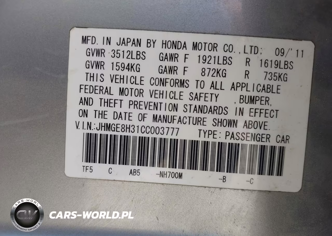 2012 Honda Fit VIN:JHMGE8H31CC003777 - 9