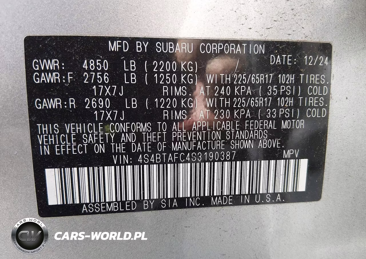 2025 Subaru Outback Premium VIN:4S4BTAFC4S3190387 - 9