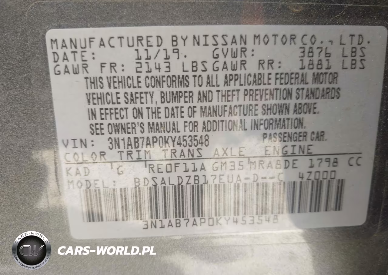 2019 Nissan Sentra Sv VIN:3N1AB7AP0KY453548 - 9