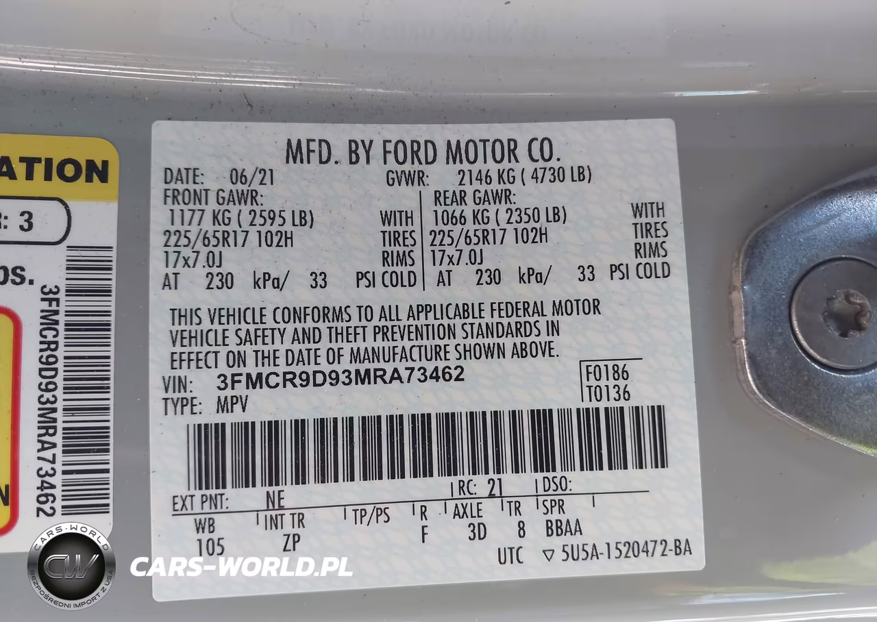 2021 Ford Bronco Sport Badlands VIN:3FMCR9D93MRA73462 - 9