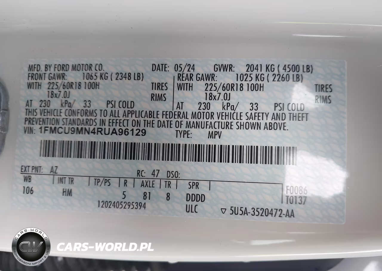 2024 Ford Escape St-Line VIN:1FMCU9MN4RUA96129 - 9