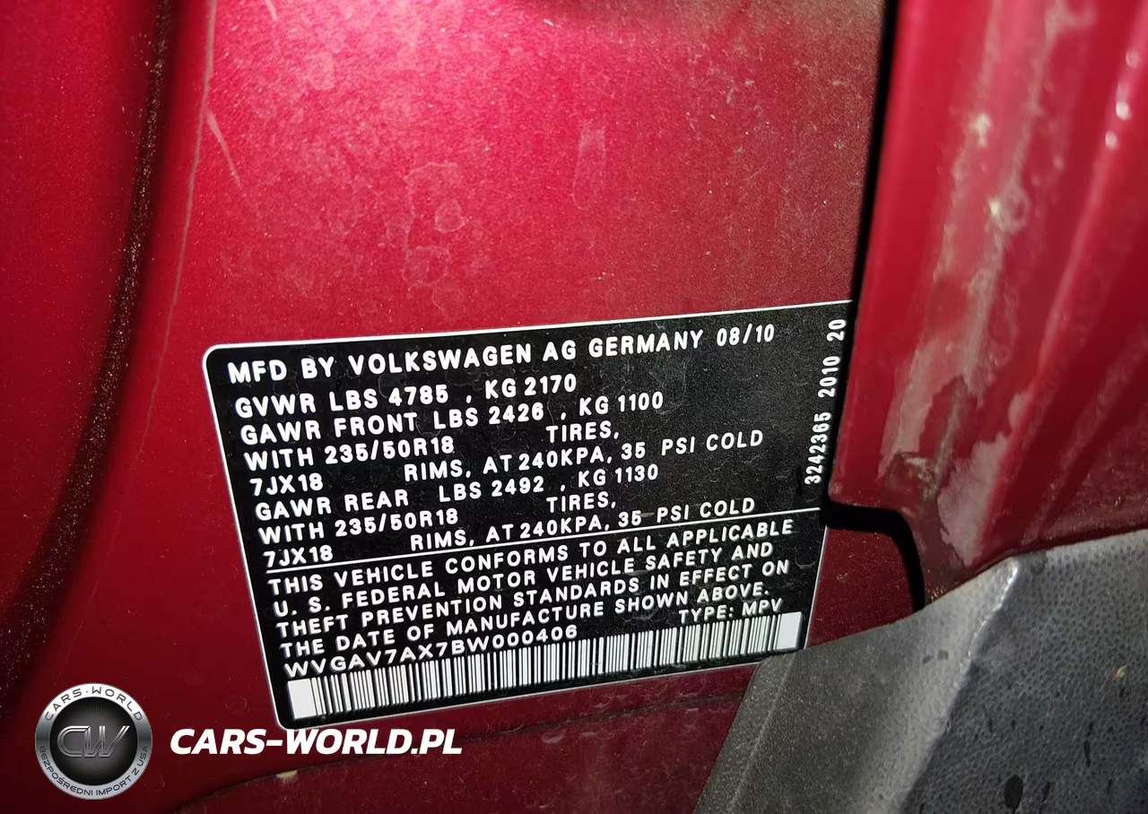 2011 Volkswagen Tiguan Se VIN:WVGAV7AX7BW000406 - 9