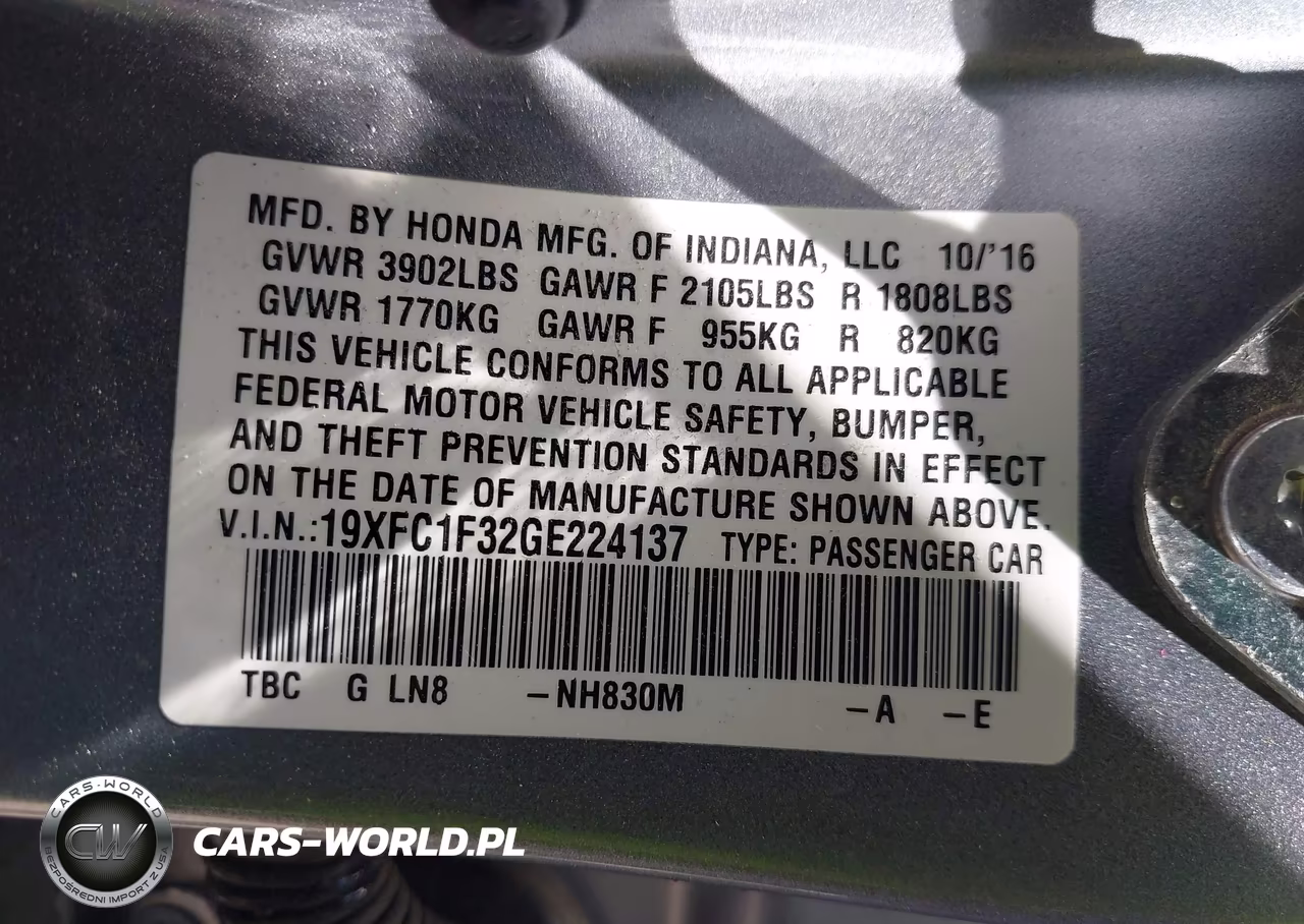 2016 Honda Civic Ex-T VIN:19XFC1F32GE224137 - 9