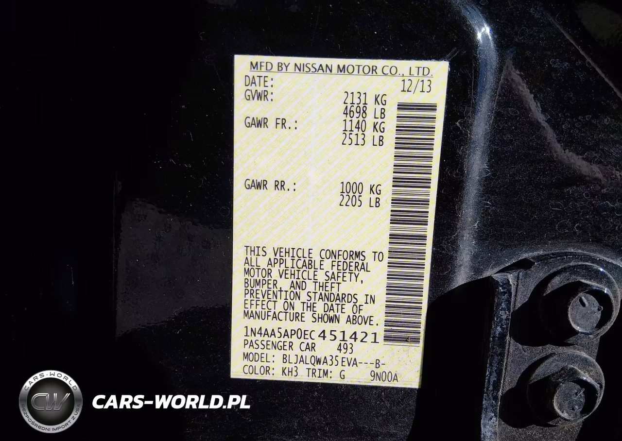 2014 Nissan Maxima 3.5 S VIN:1N4AA5AP0EC451421 - 9