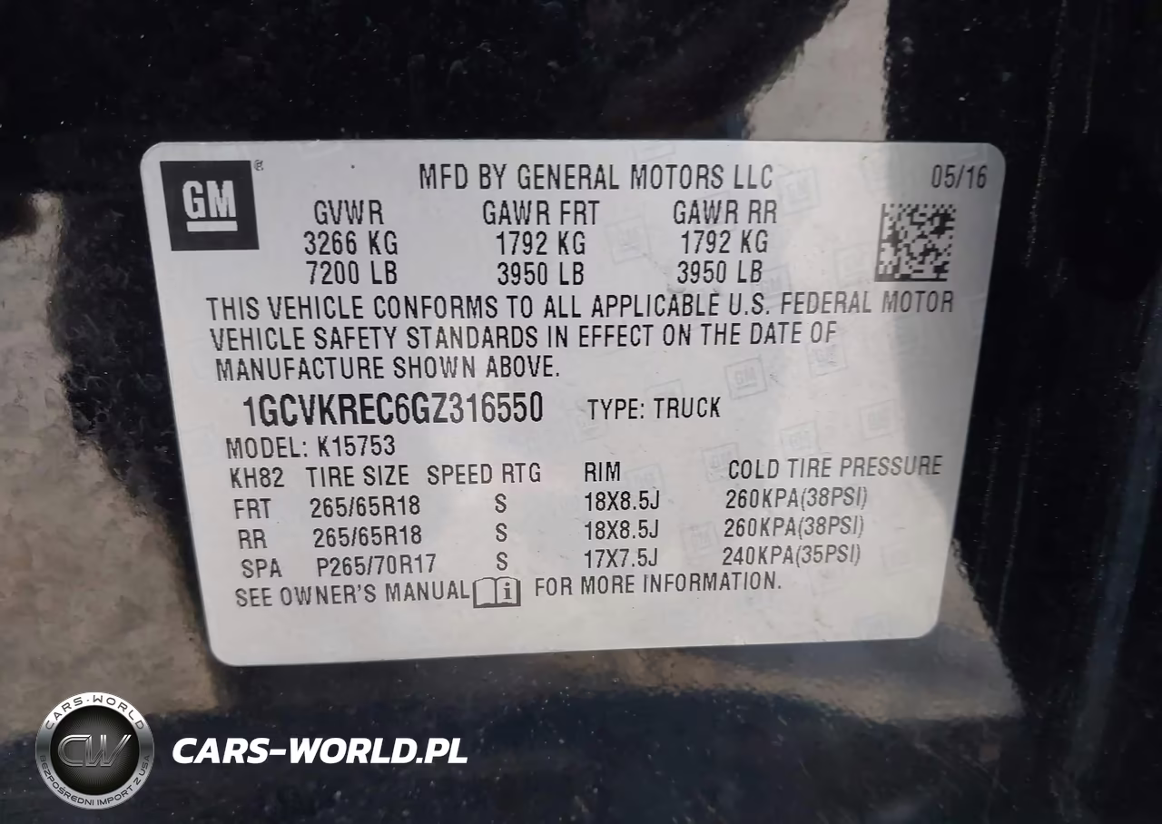 2016 Chevrolet Silverado 1500 2Lt VIN:1GCVKREC6GZ316550 - 9