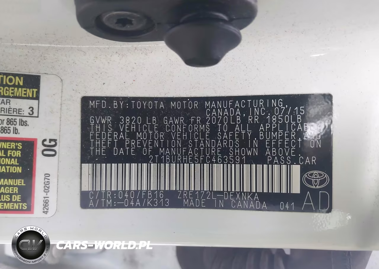 2015 Toyota Corolla Le VIN:2T1BURHE5FC463591 - 9